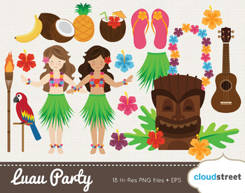 Cloudstreetlab: Hawaiian Luau Party , Hawaii Summer Clip Art.