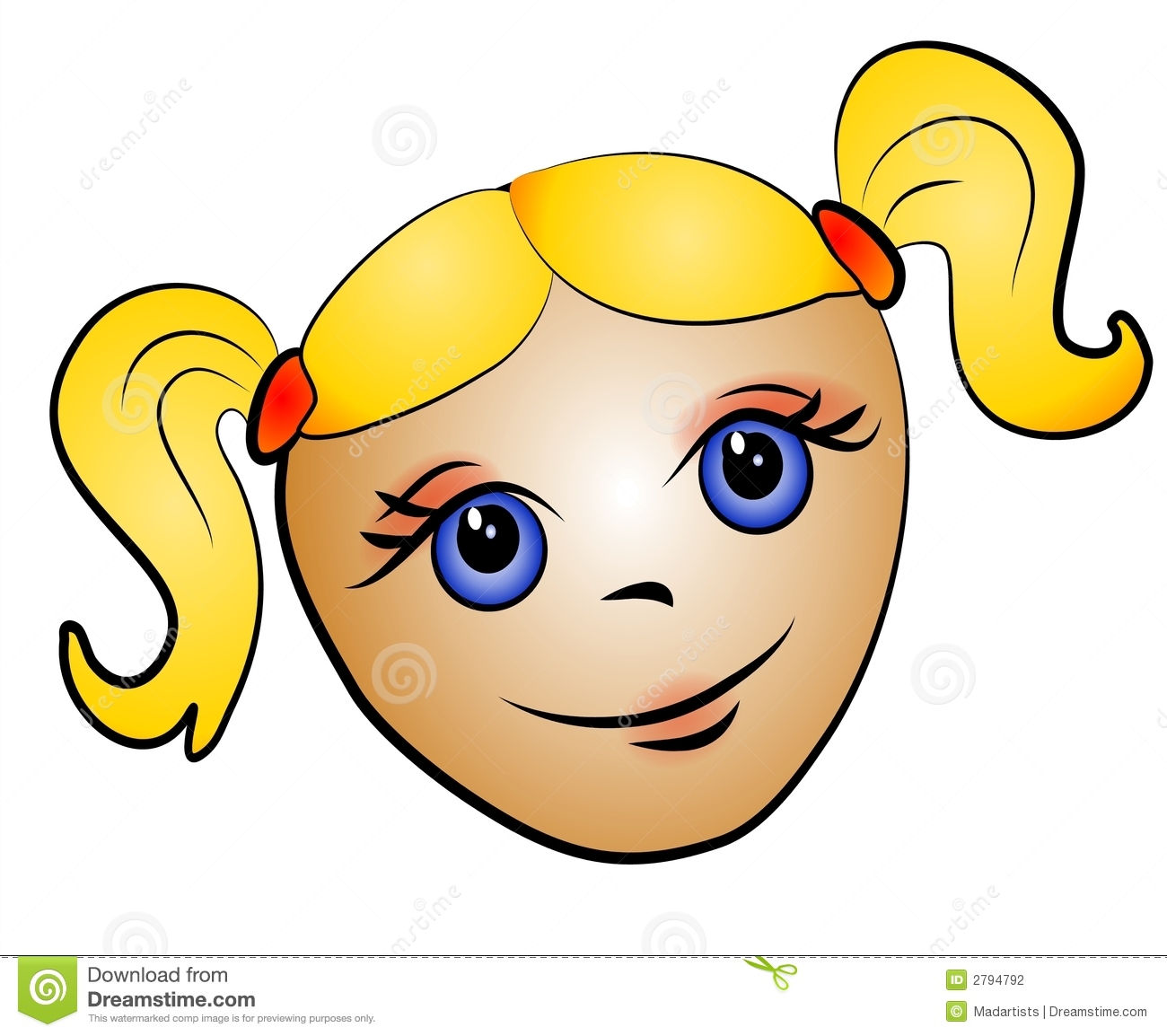 Blond Girl Faces Clipart.