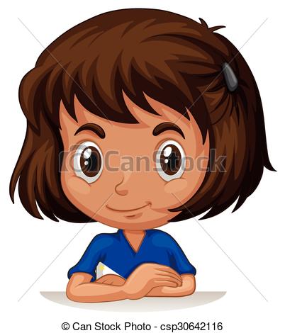 Vector Clip Art of Little girl with big head illustration.