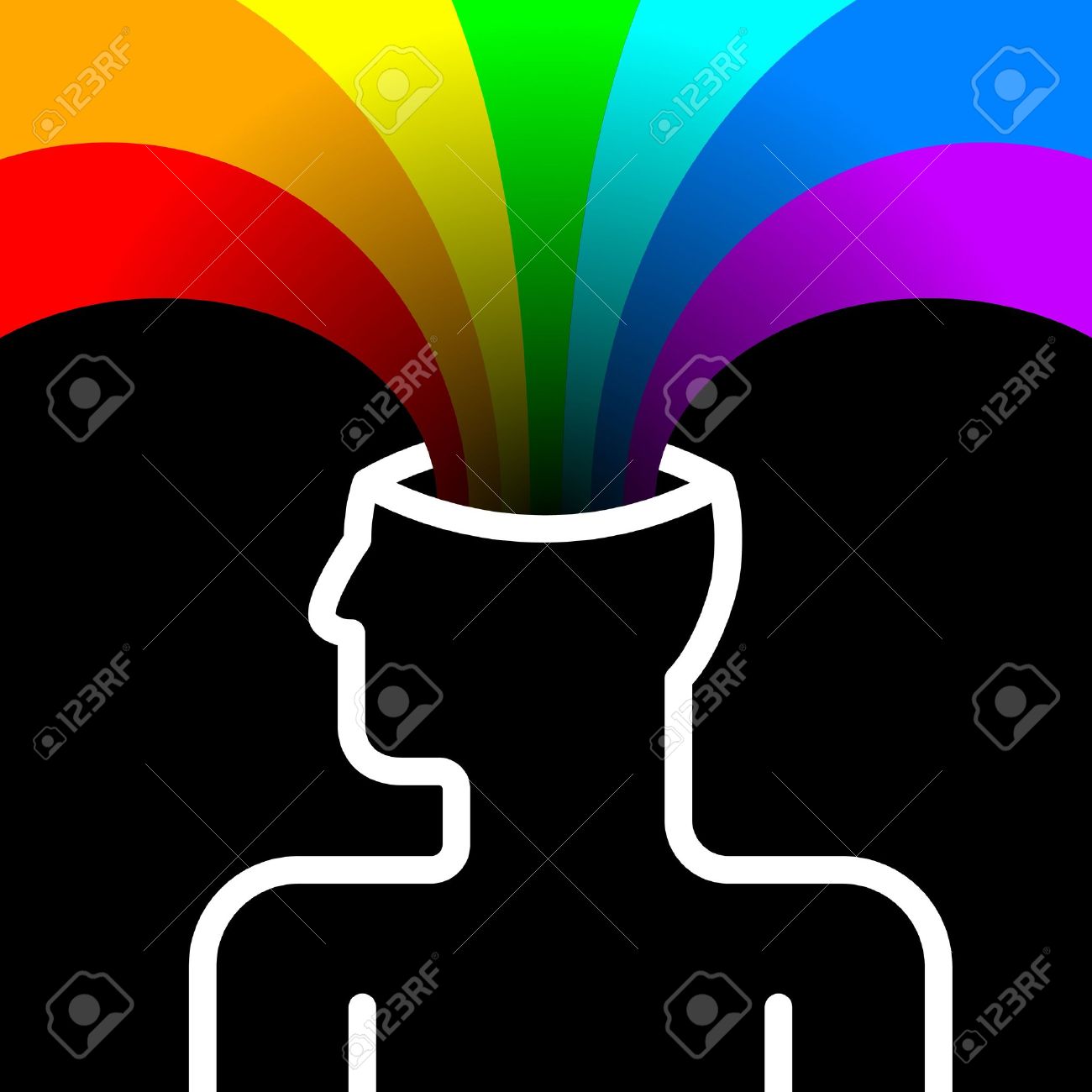 State Of Happiness With Rainbow Out Of Head Royalty Free Cliparts.