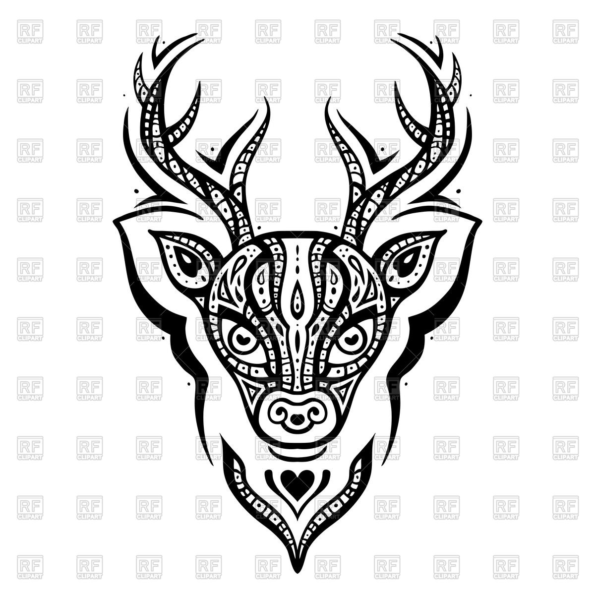 Deer head with tribal ethnic ornament Vector Image #51518.