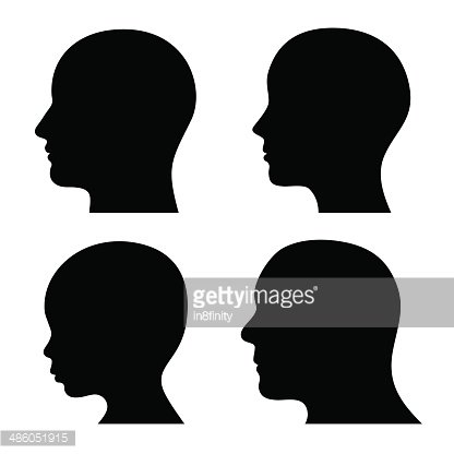 People Profile Head Silhouettes Set. Vector Clipart Image.