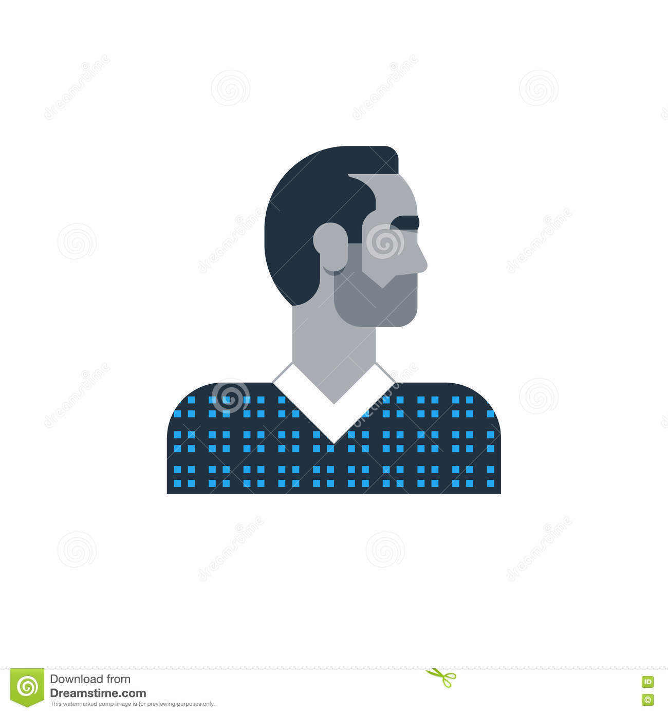 Man Side View, Turned Head, Casual Outfit, Good. Man Side View, Turned Head, Casual Outfit, Good.
