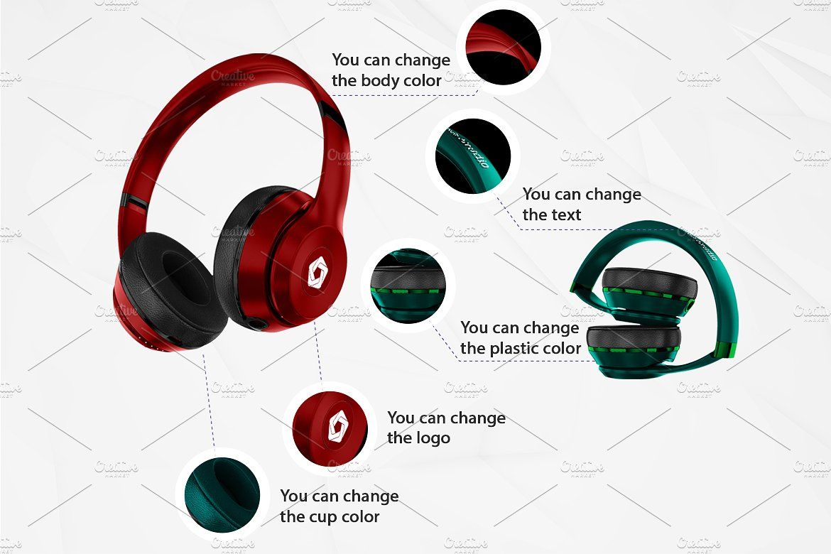 Headphones Mockup Kit #brands#suitable#design#consists.