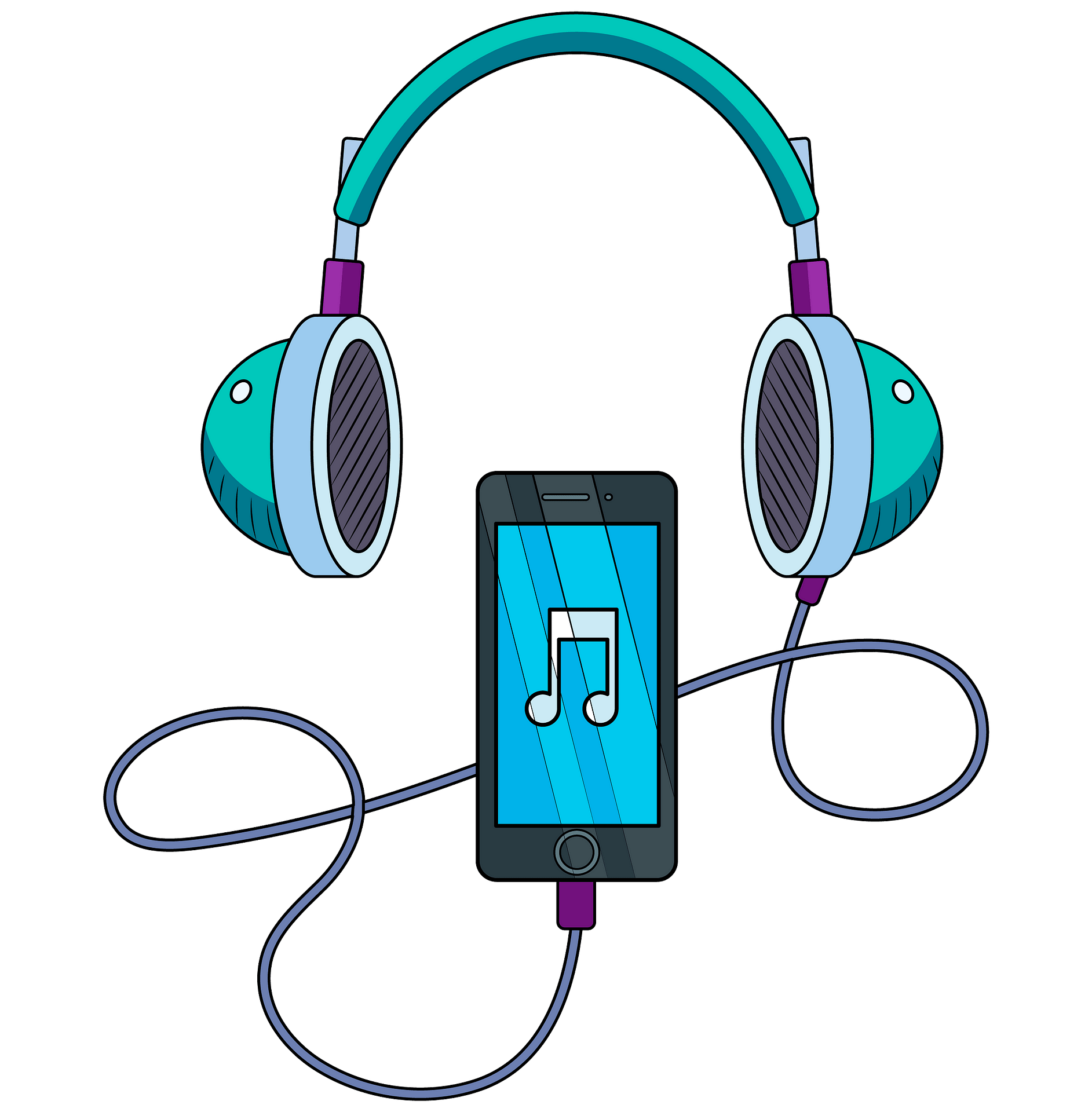 Music player and headphones clipart. Free download..
