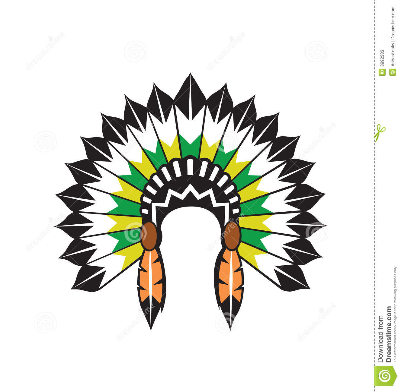 Indian head piece feathers clipart.