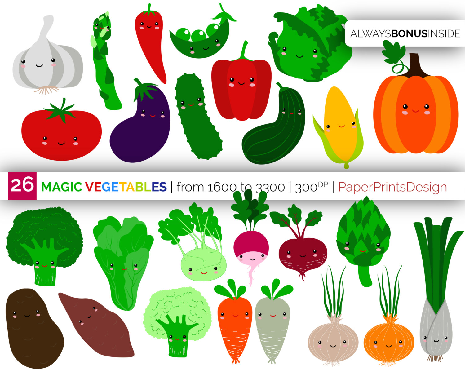 Healthy vegetables clipart.