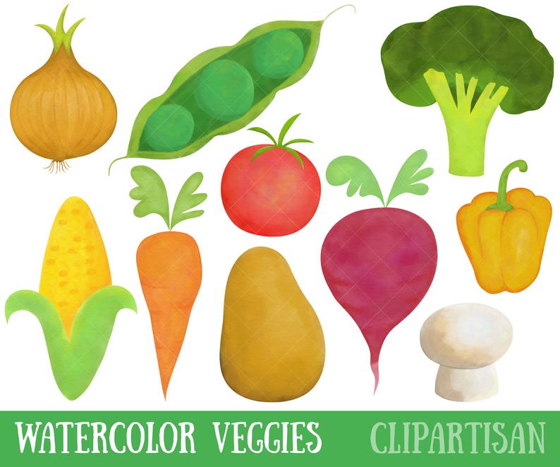 Waterolor Vegetables Clipart.