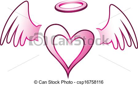 Vector Clip Art of Angel Heart and Wings.