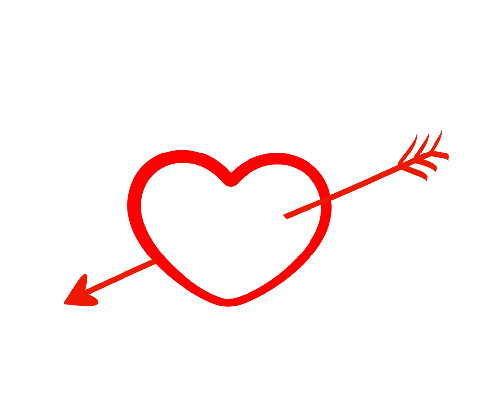 heart with arrow png transparent without background image.