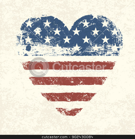 Heart shaped american flag. Vector, EPS10 stock vector.