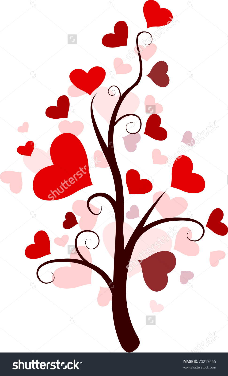 Illustration Random Tree Heartshaped Leaves Stock Vector 70213666.