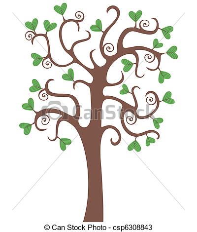 Tree With Heart Shaped Leaves Clipart.