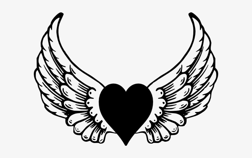 Jpg Black And White Download Heart With Wings Clipart.