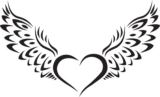 Simple Heart With Wings Svg