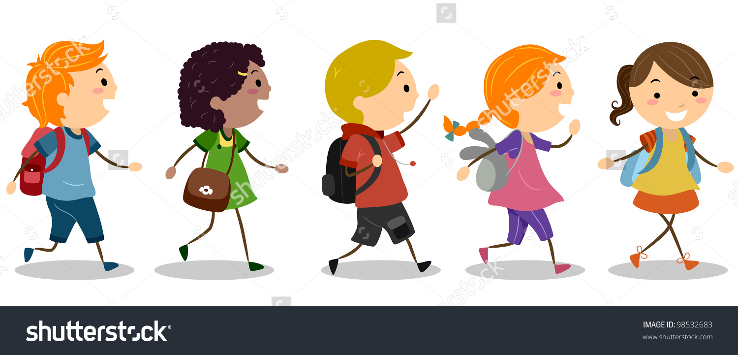 Clipart Images Of School Kids Trudging To School.