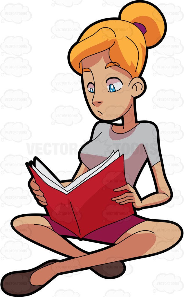 Woman Reading Vector Clipart.