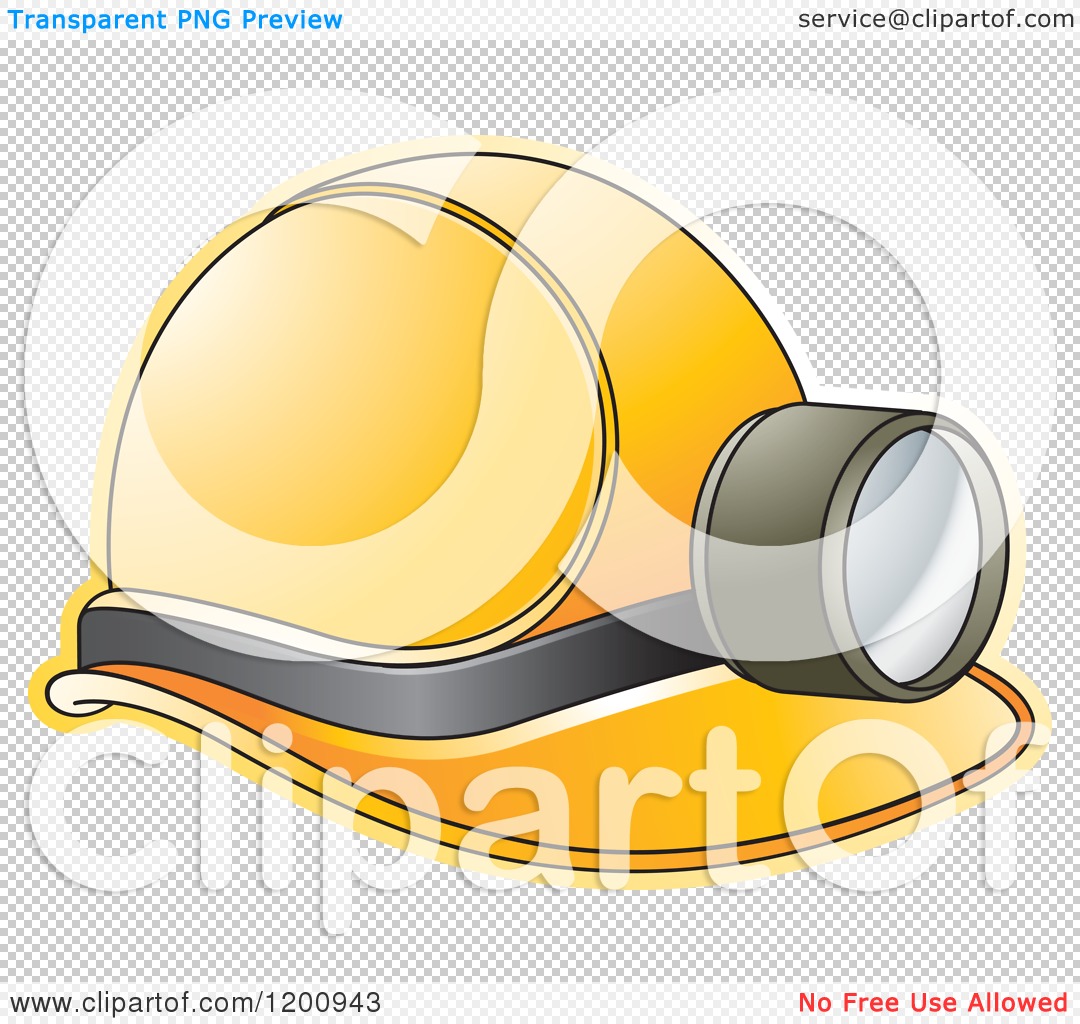 Clipart of a Yellow Mining Helmet and Lamp.
