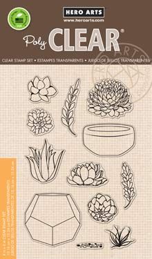 Succulent ClipArt Silhouettes + Photoshop Brush, Hens & Chicks.