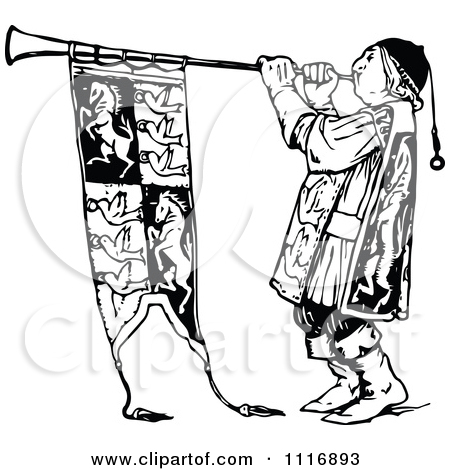 Cartoon of a Herald Blowing a Horn.