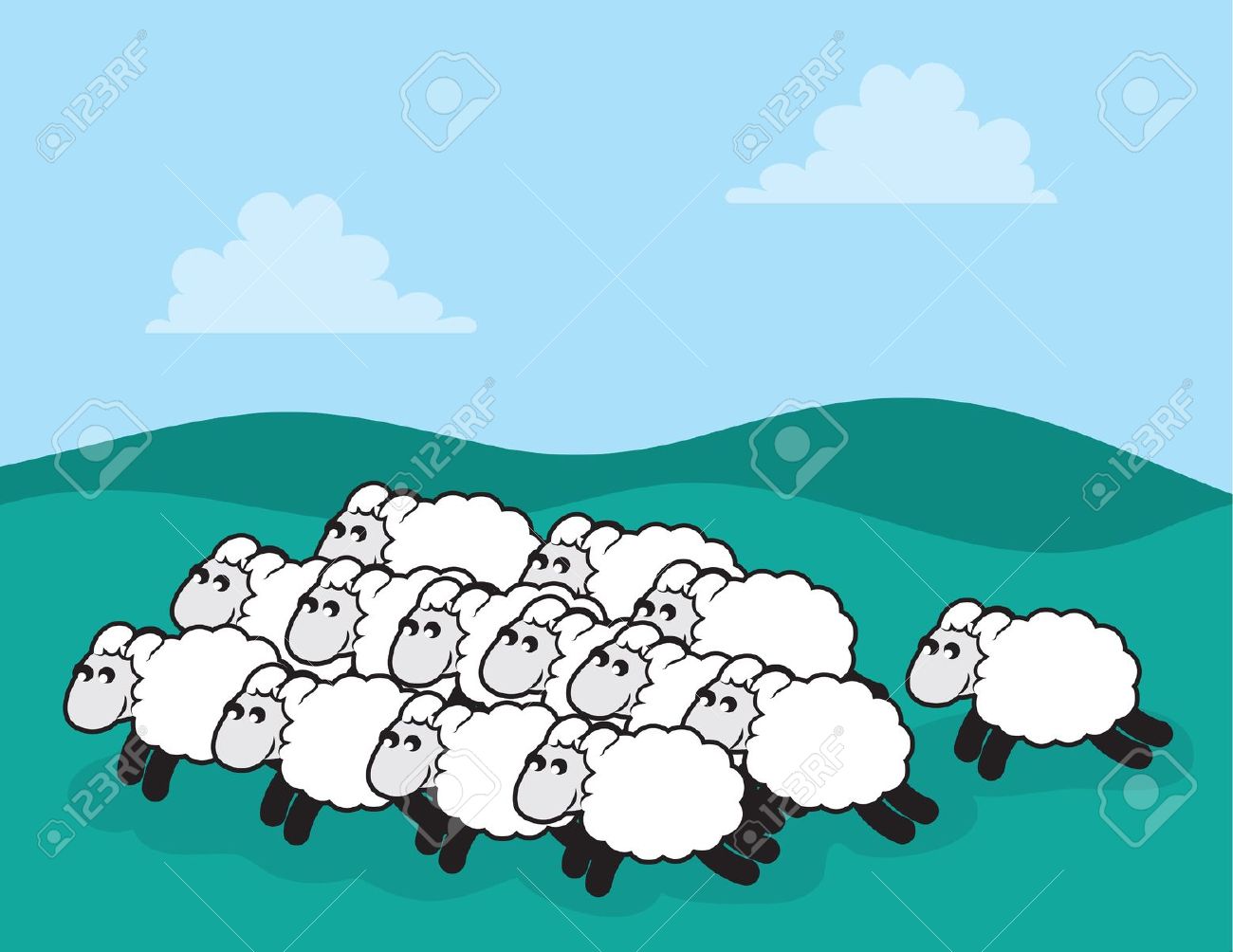 Herd Of Sheep Clipart.