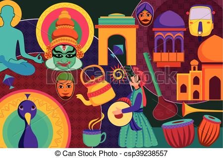 Clipart Vector of Collage displaying rich cultural heritage of.