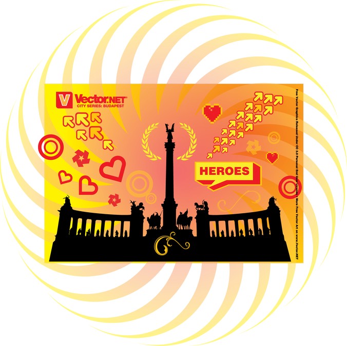 Budapest Heroes Square Monument, vector graphic.