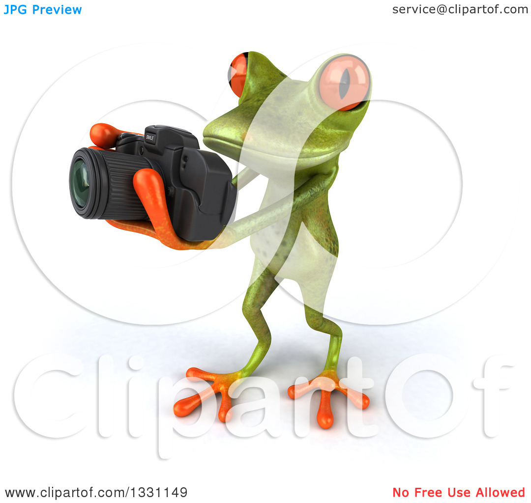 Clipart of a High Angle View of a 3d Green Springer Frog Facing.