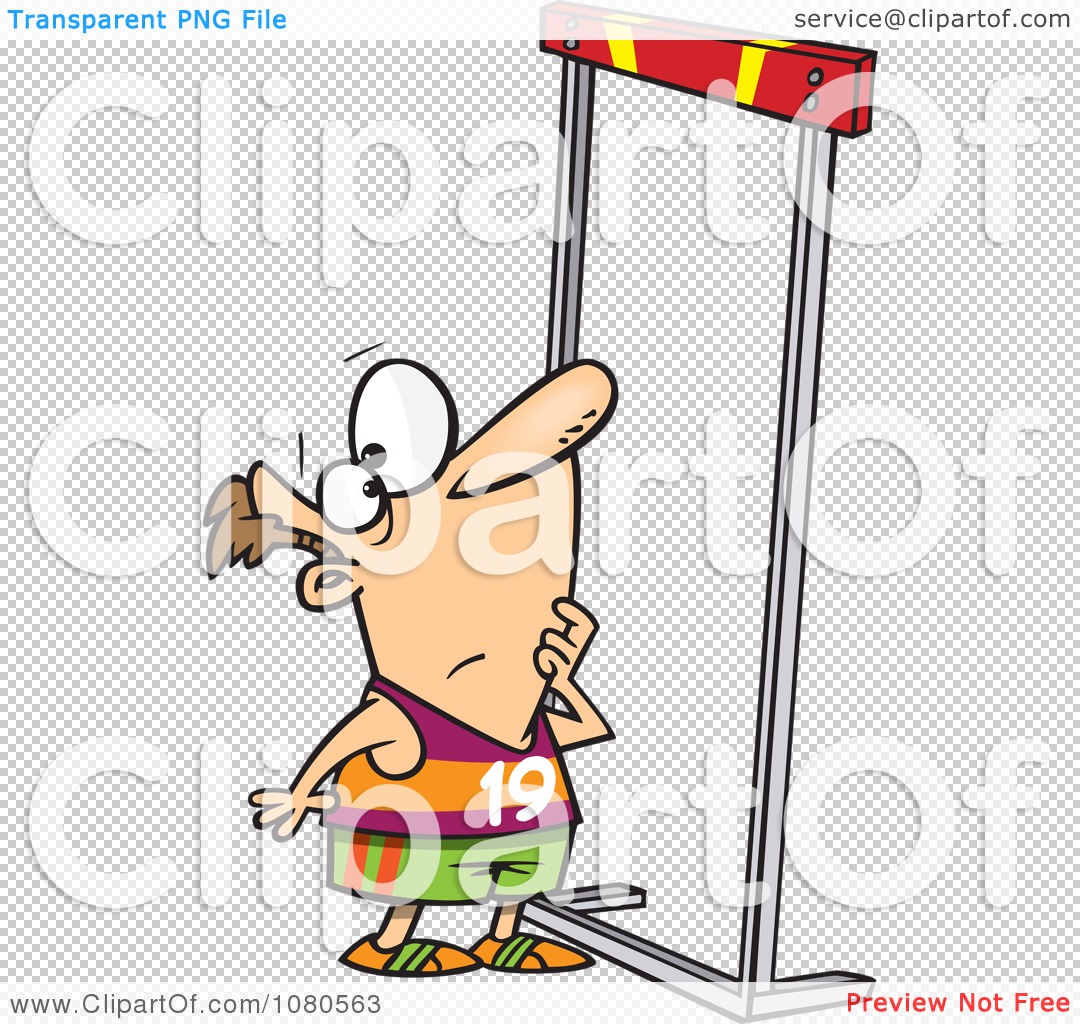Clipart Male Runner Looking Up At A High Hurdle.