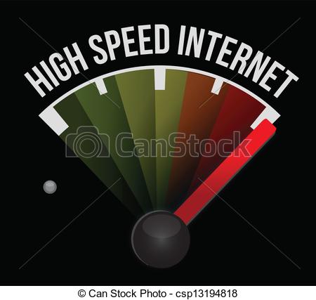 Vector Clip Art of high speed internet Speedometer scoring high.