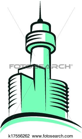 Clipart of Modern skyscraper symbol with high tower k17556262.