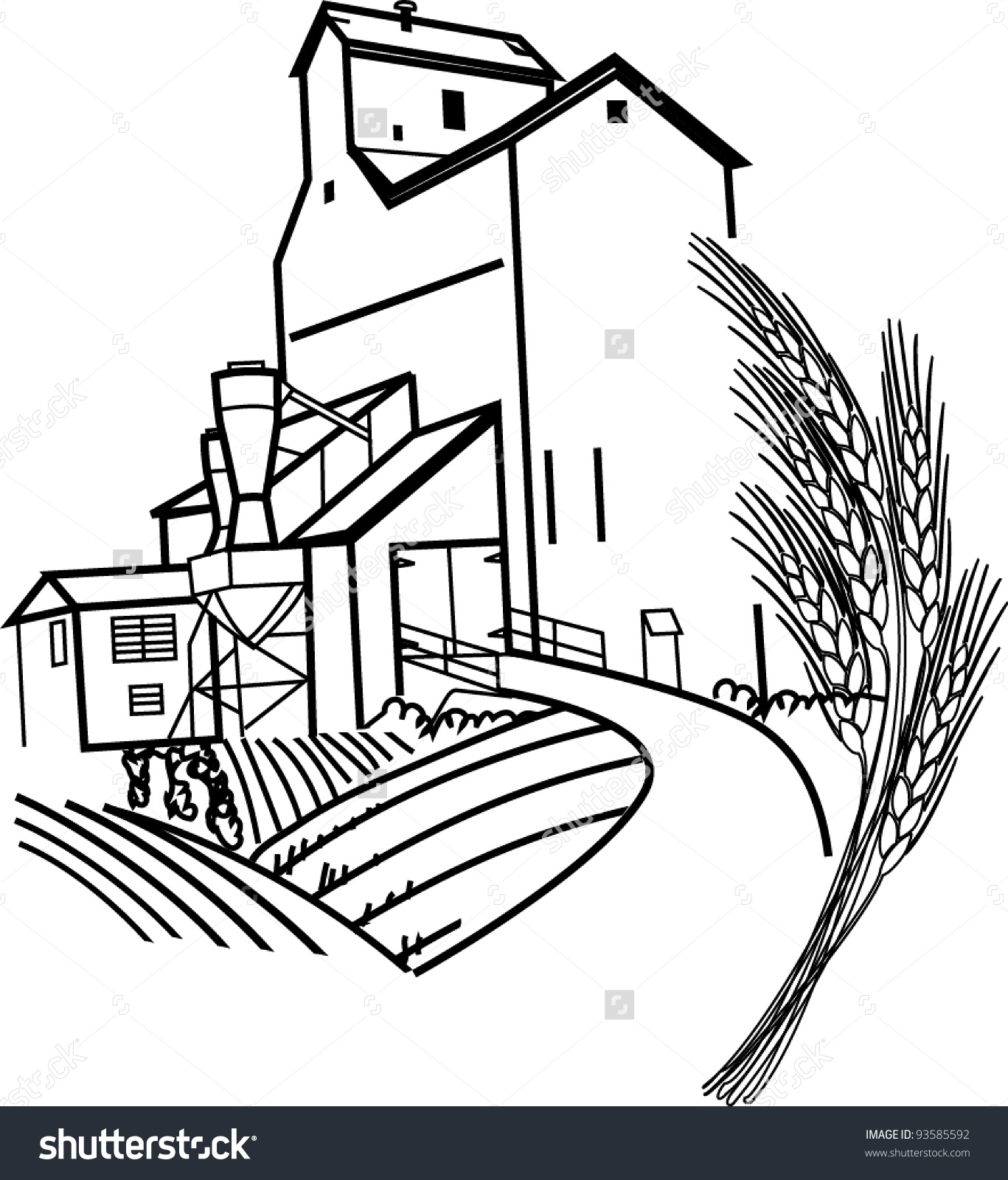 Grain Bins Clipart.