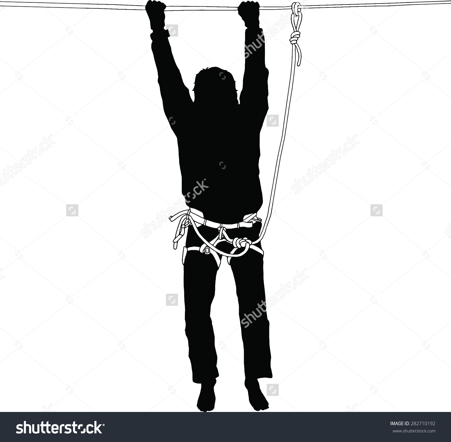 Silhouette Man Hanging On Highline Safety Stock Vector 282710192.