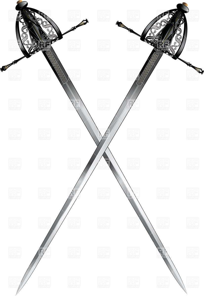 Two crossed rapiers with ornate hilts Vector Image #25193.