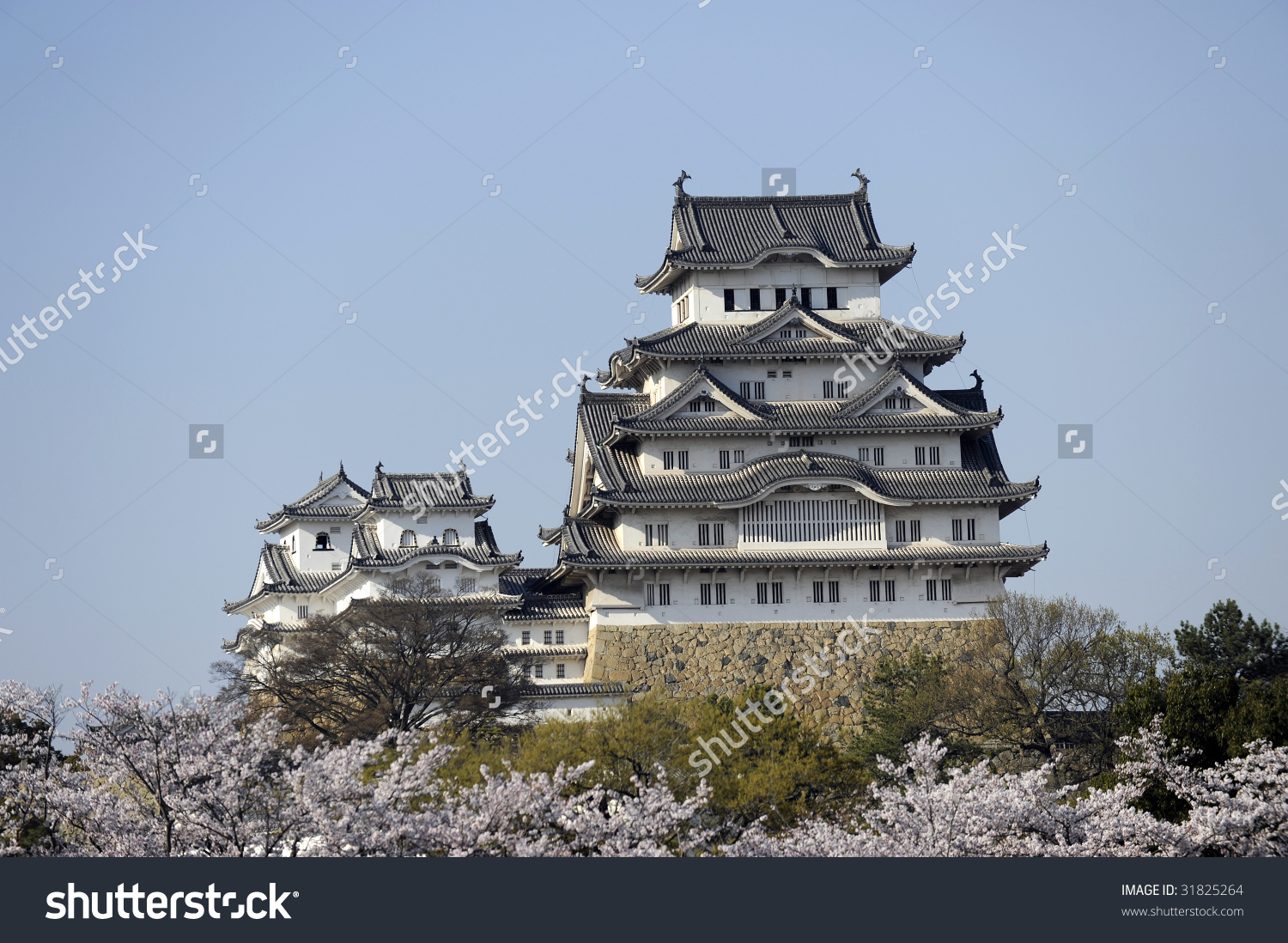 Front View Of The Himeji Castle, Japan. Stock Photo 31825264.
