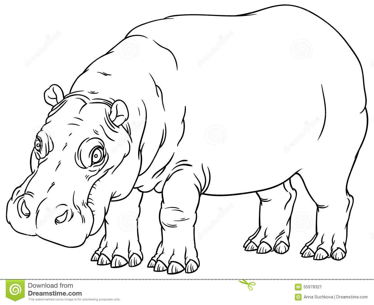 Hippopotamus Amphibius Or River Horse Stock Vector.