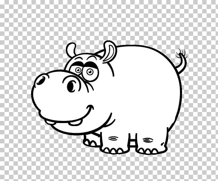 Hippopotamus Cartoon Drawing Black and white , Meng stay.