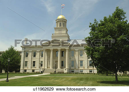 Stock Photograph of Iowa City, IA, Old Capitol Building, National.