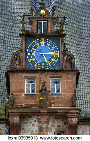 Stock Photo of "Gabel with a clock, Renaissance Tower, historic.