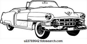 Vector classic car clipart black and white.