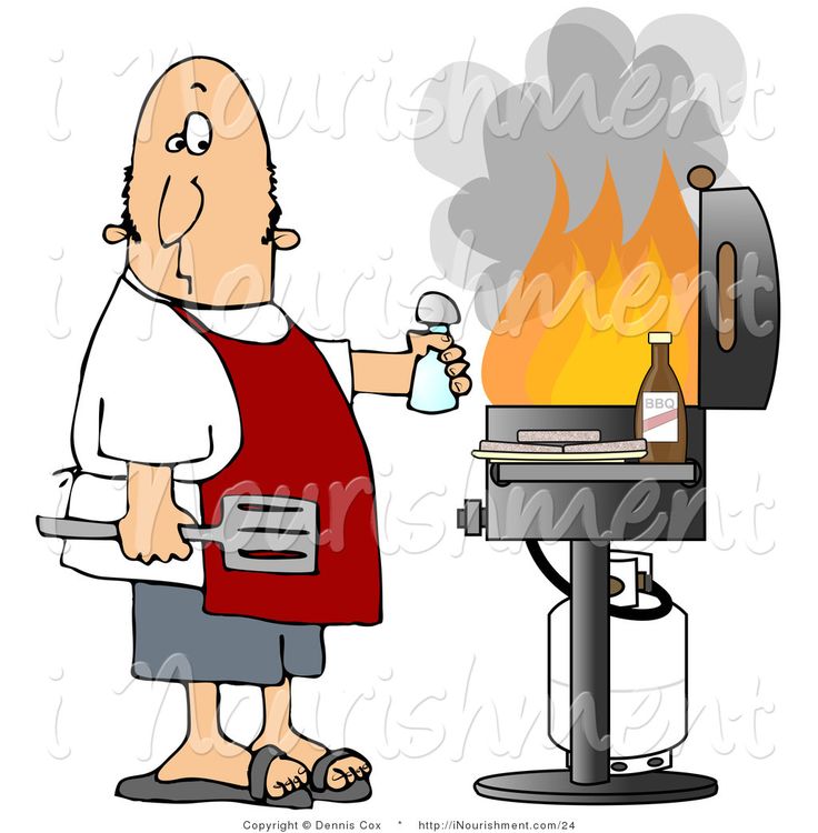 Bbq Grill With Fire Clipart.