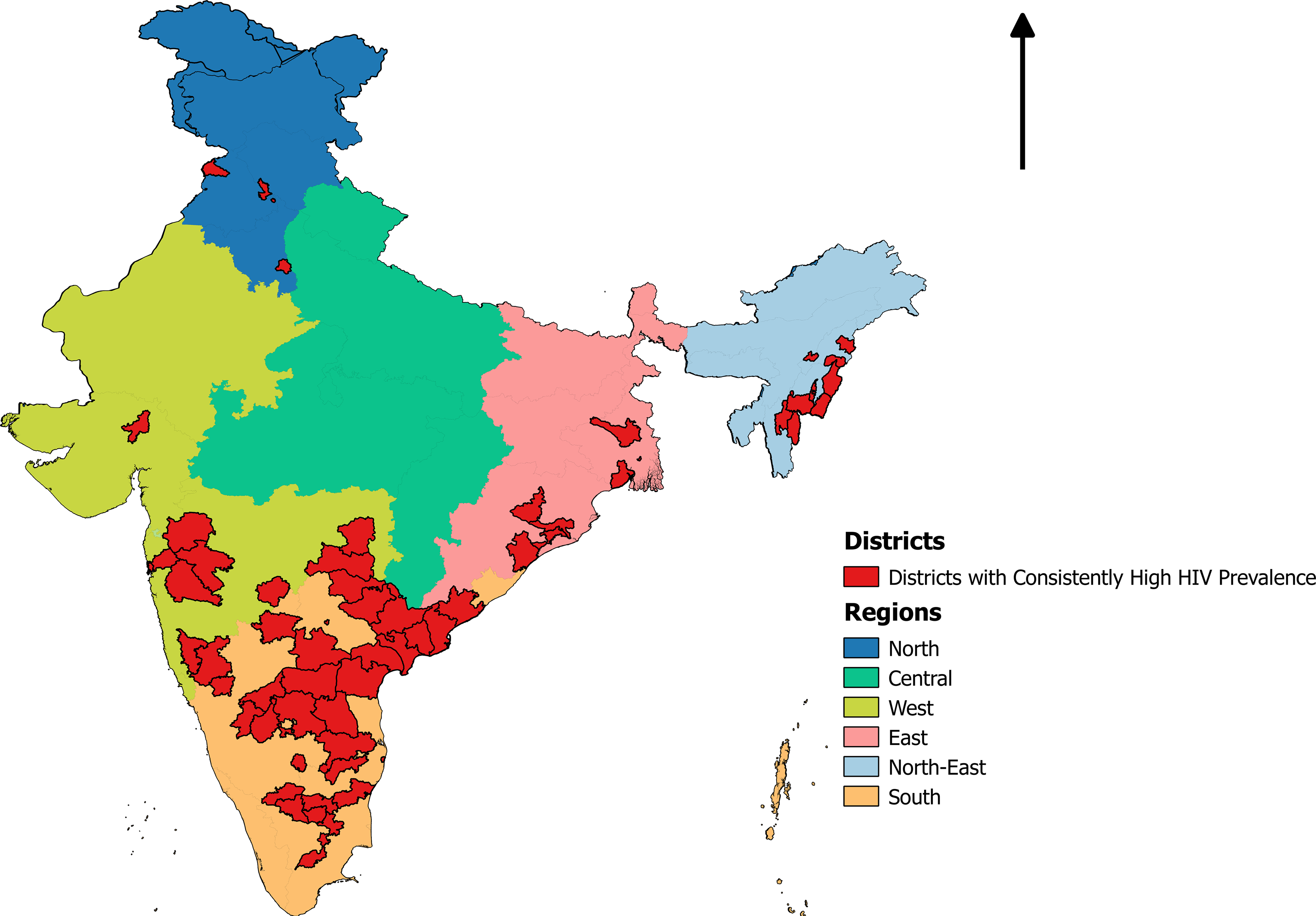 Determinants of consistently high HIV prevalence in Indian.