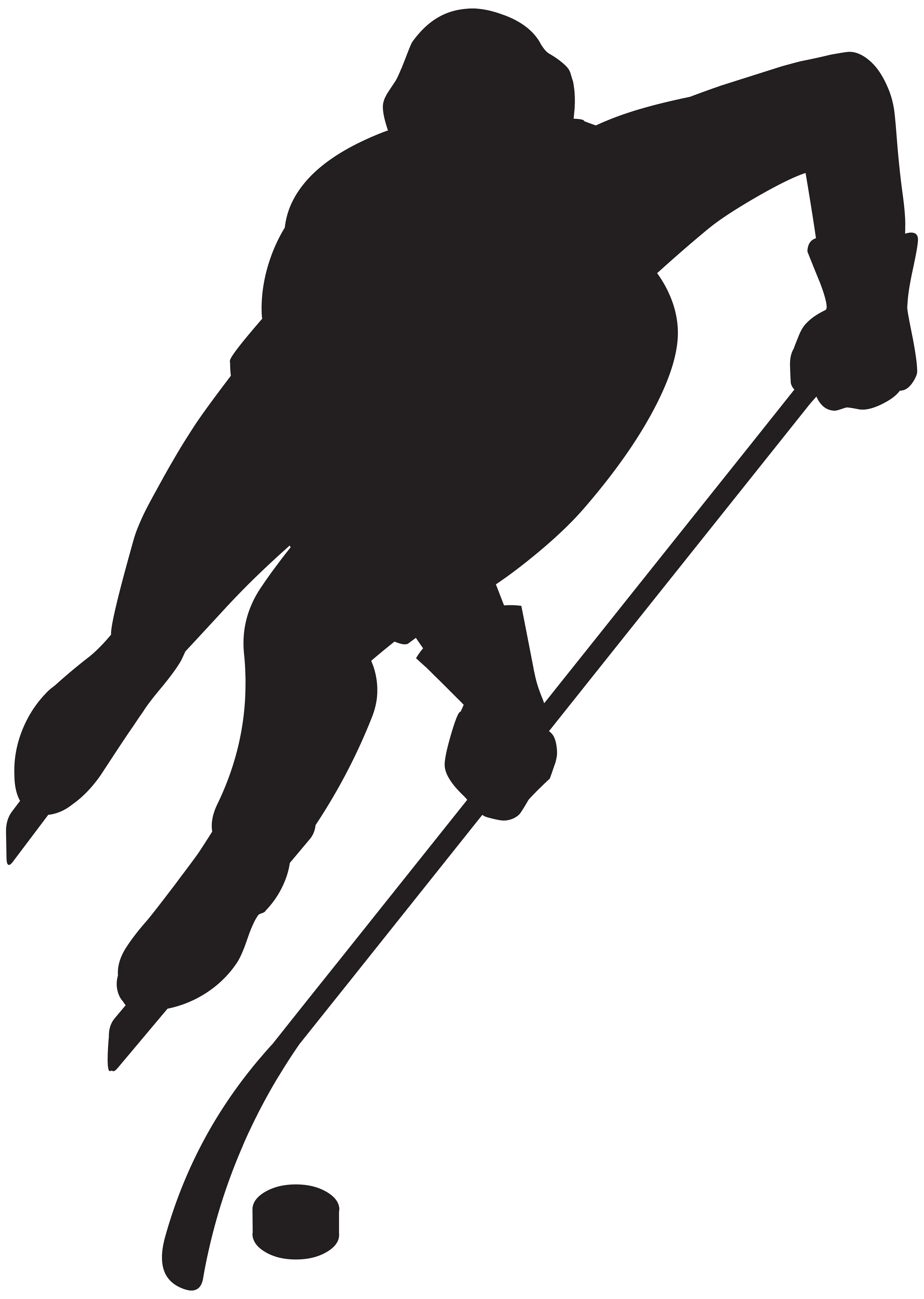 Hockey Player Silhouette PNG Clip Art Image.
