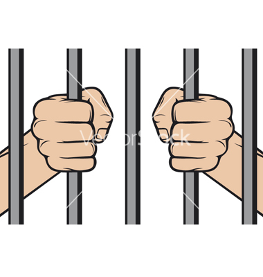 Hands holding prison bars vector by Tribaliumvs.