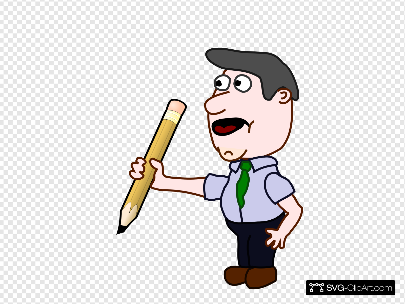 Man Holding Pencil Clip art, Icon and SVG.