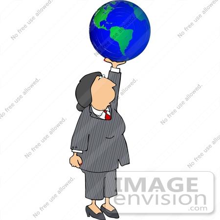 Business Woman Holding The World Clipart.