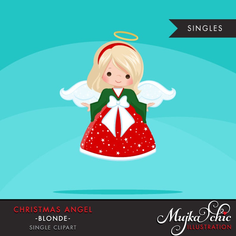 Christmas Angel Clipart. Blonde, holiday, ornaments, illustration, graphic,  cute, character, religious.
