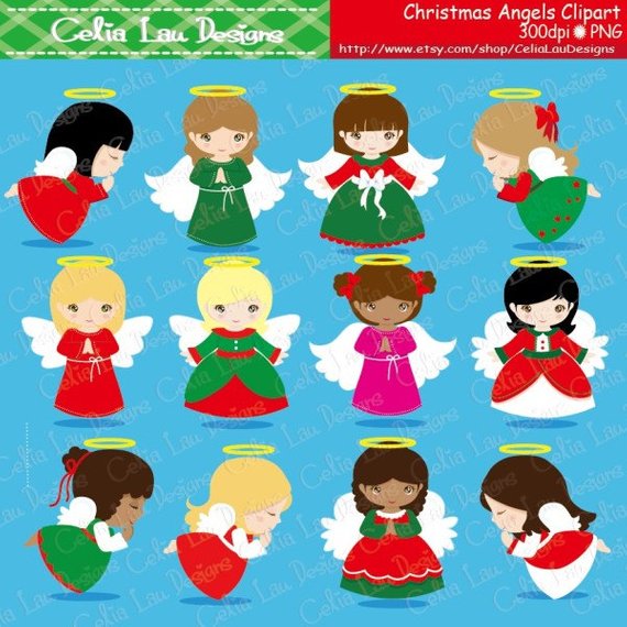 Christmas Angels Digital Clipart, Angel Clipart, Angel Clip.