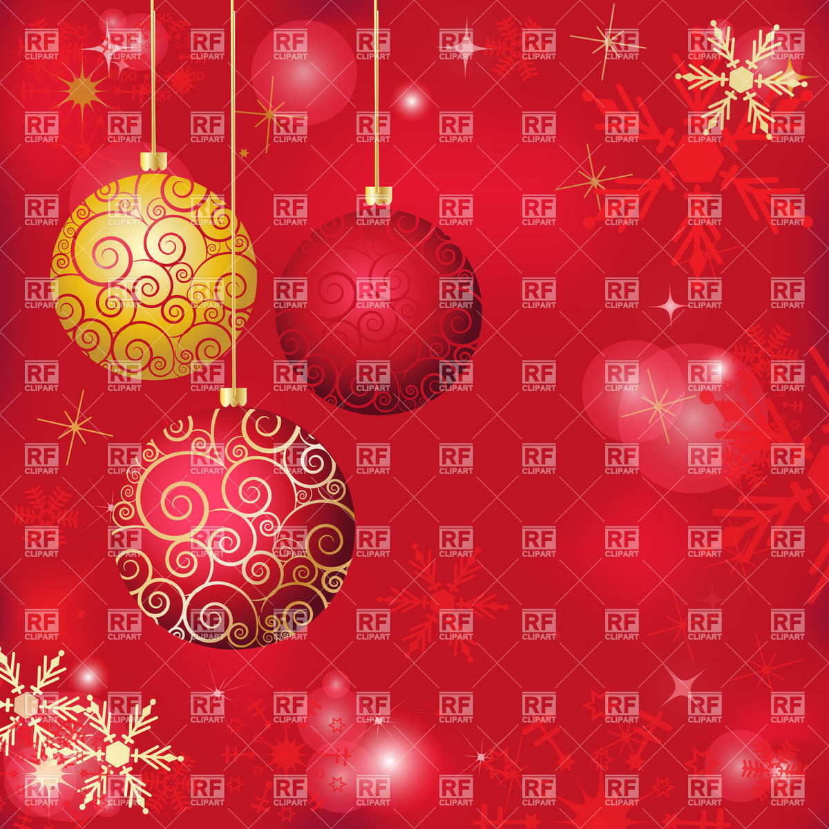 Red holiday background with snowflakes and christmas balls Stock Vector  Image.