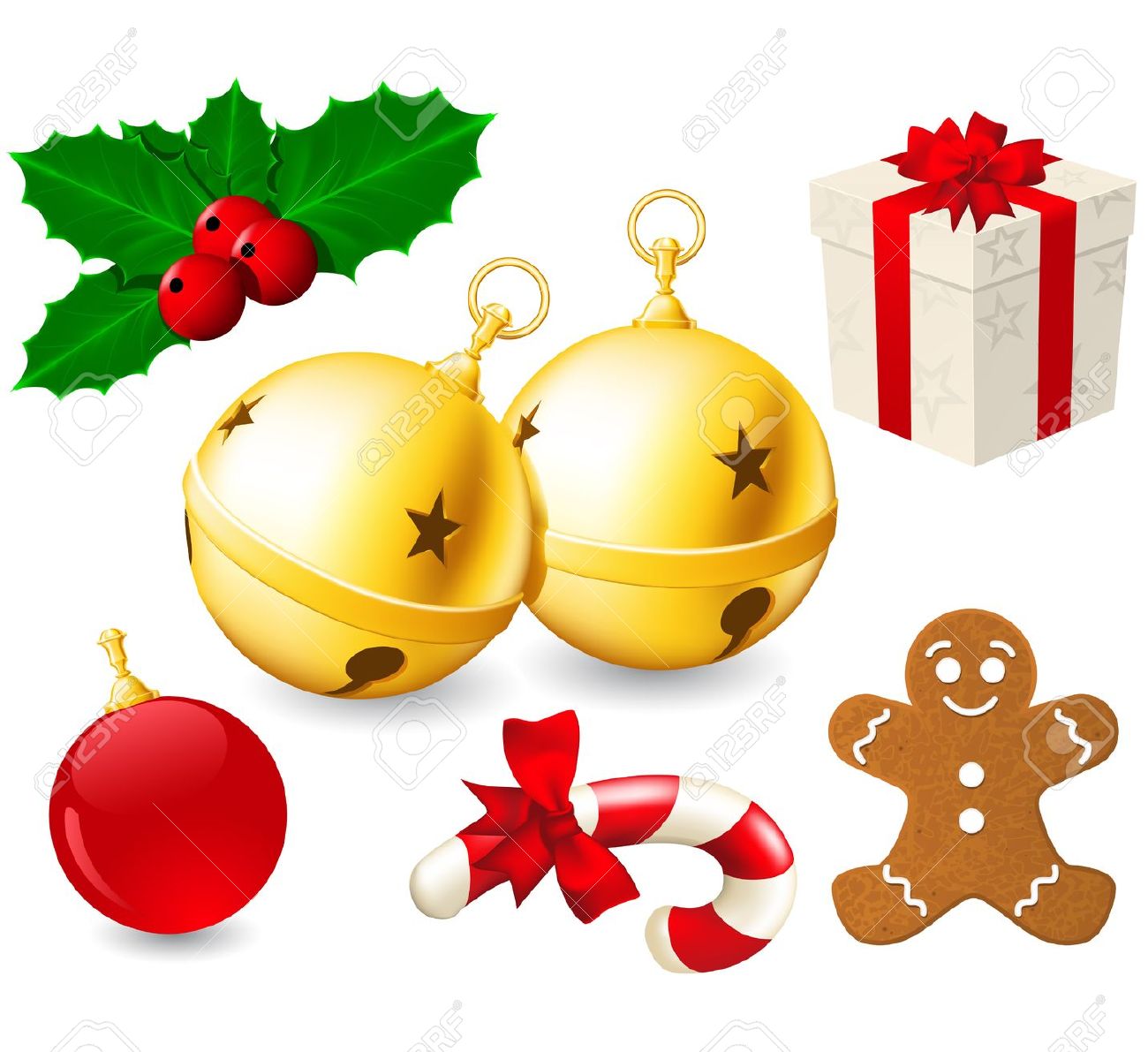Jingle Bells And Christmas Decoration Royalty Free Cliparts.